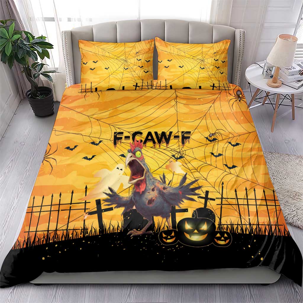 Funny Halloween Zombie Chicken Bedding Set F’Caw Scary Poultry - Wonder Print Shop