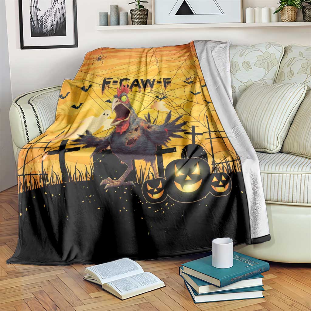 Funny Halloween Zombie Chicken Blanket F’Caw Scary Poultry - Wonder Print Shop