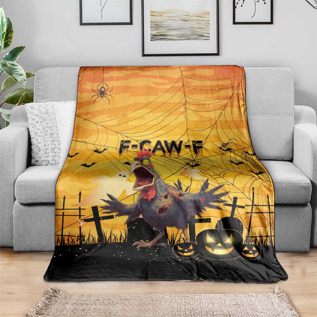Funny Halloween Zombie Chicken Blanket F’Caw Scary Poultry - Wonder Print Shop