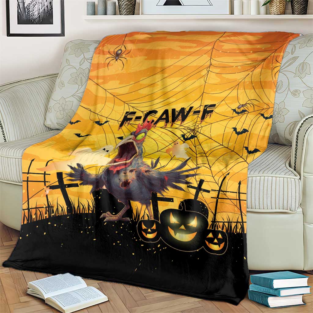 Funny Halloween Zombie Chicken Blanket F’Caw Scary Poultry - Wonder Print Shop