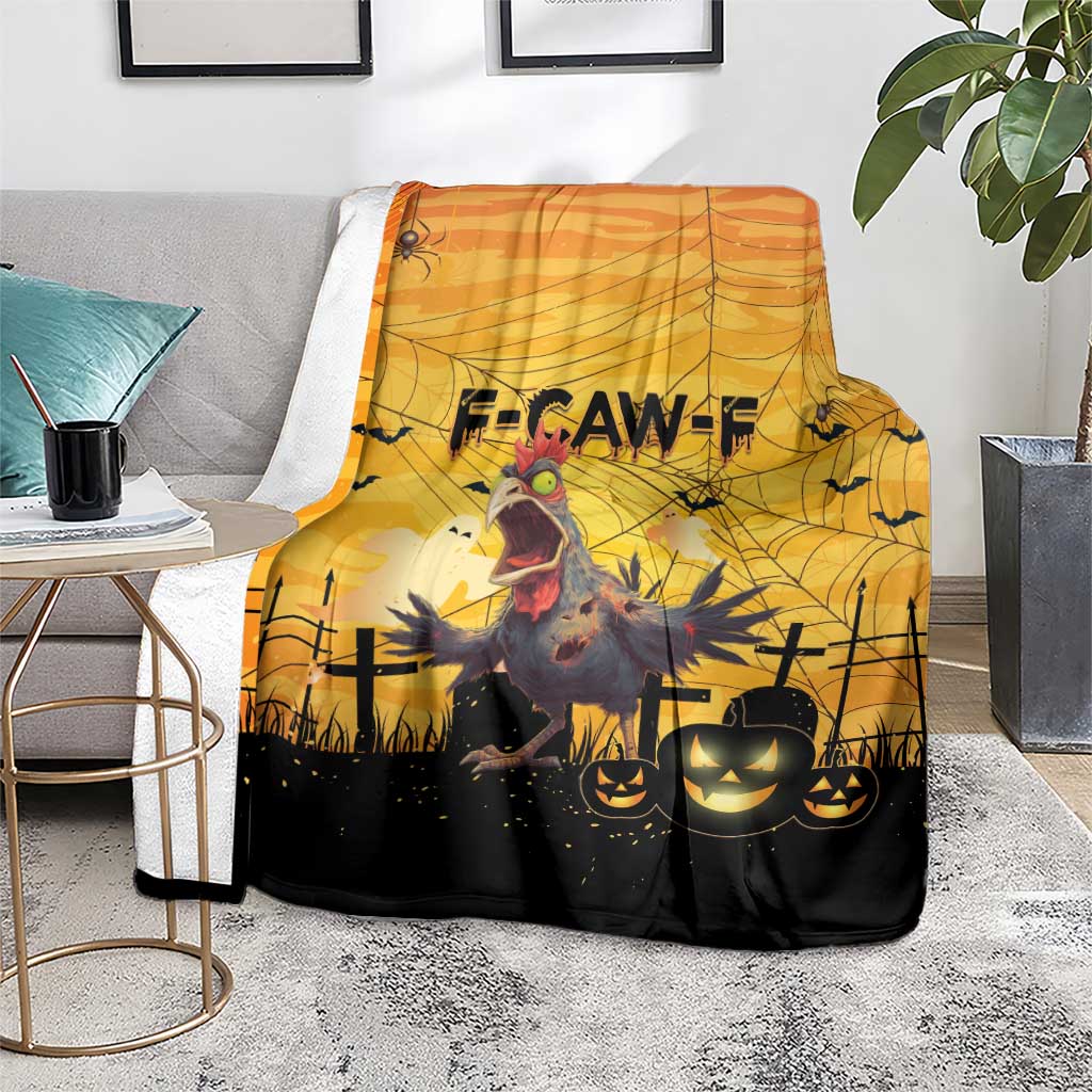 Funny Halloween Zombie Chicken Blanket F’Caw Scary Poultry - Wonder Print Shop