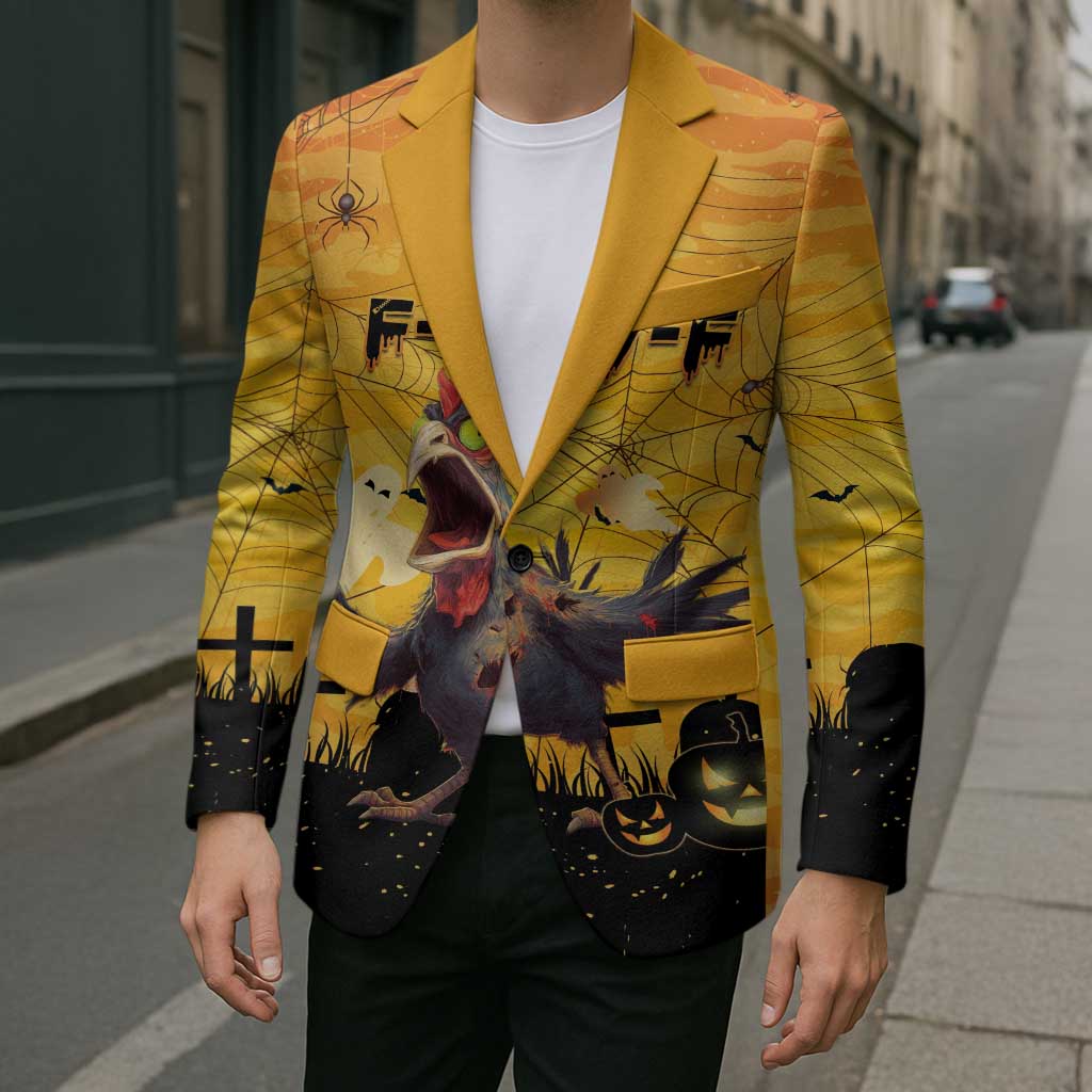 Personalized Funny Halloween Zombie Chicken Blazer F’Caw Scary Poultry - Wonder Print Shop