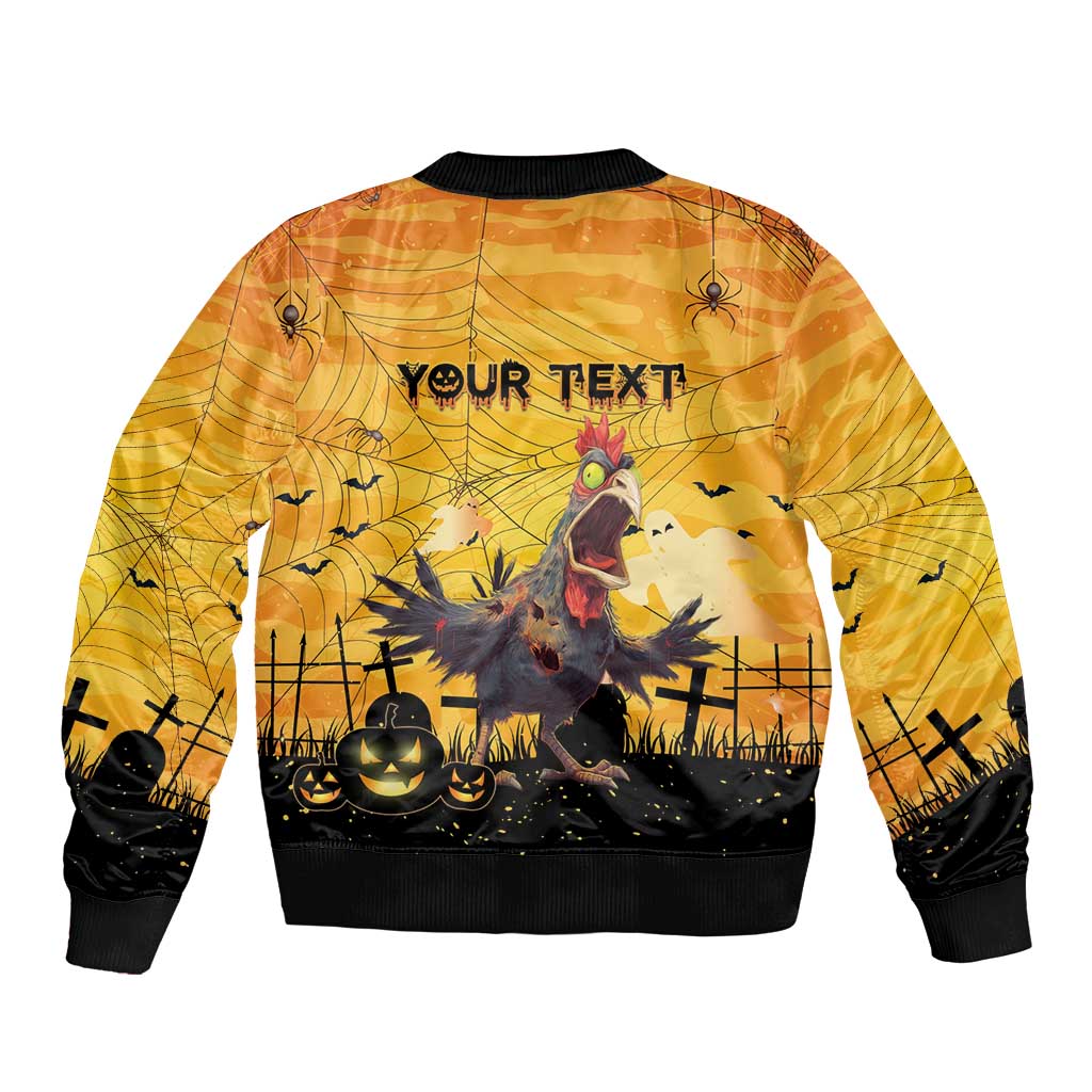 Personalized Funny Halloween Zombie Chicken Bomber Jacket F’Caw Scary Poultry - Wonder Print Shop