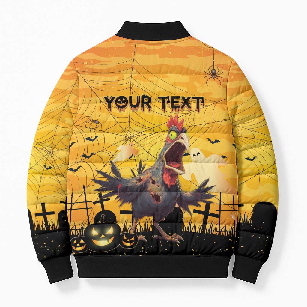Personalized Funny Halloween Zombie Chicken Bomber Puffer Jacket F’Caw Scary Poultry - Wonder Print Shop