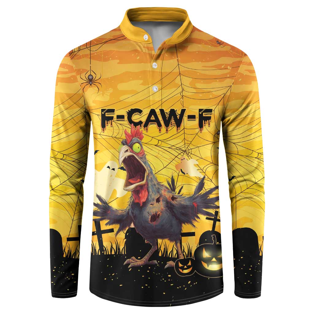Personalized Funny Halloween Zombie Chicken Button Sweatshirt F’Caw Scary Poultry - Wonder Print Shop