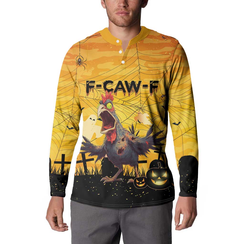 Personalized Funny Halloween Zombie Chicken Button Sweatshirt F’Caw Scary Poultry - Wonder Print Shop