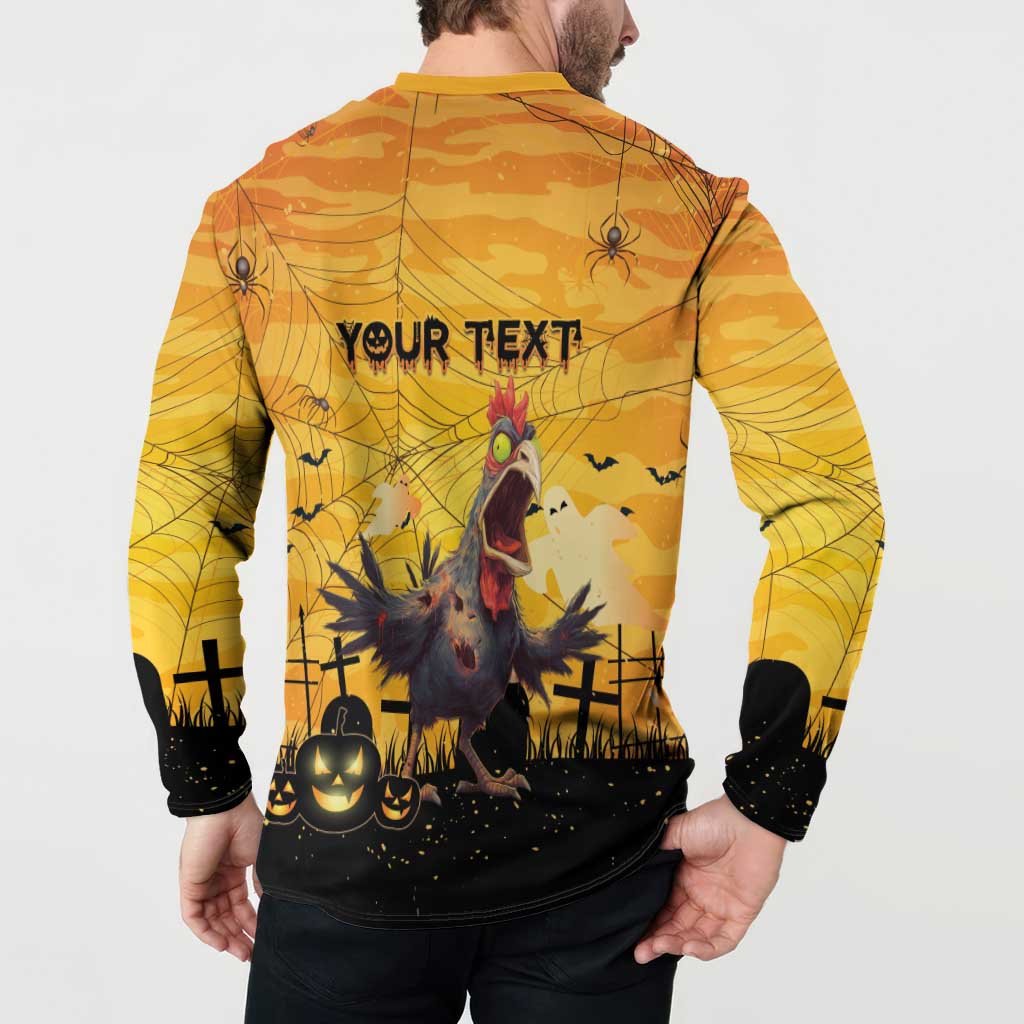 Personalized Funny Halloween Zombie Chicken Button Sweatshirt F’Caw Scary Poultry - Wonder Print Shop
