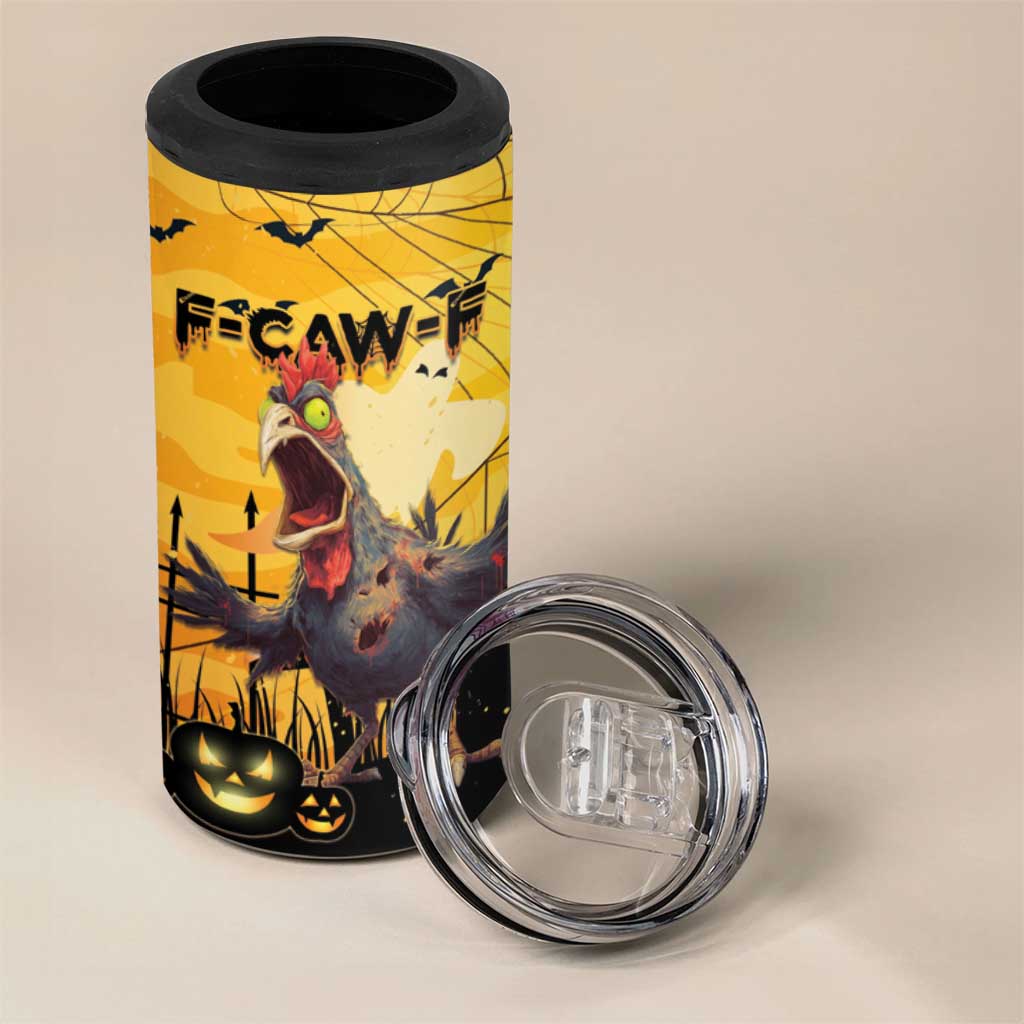 Personalized Funny Halloween Zombie Chicken 4 in 1 Can Cooler Tumbler F’Caw Scary Poultry - Wonder Print Shop