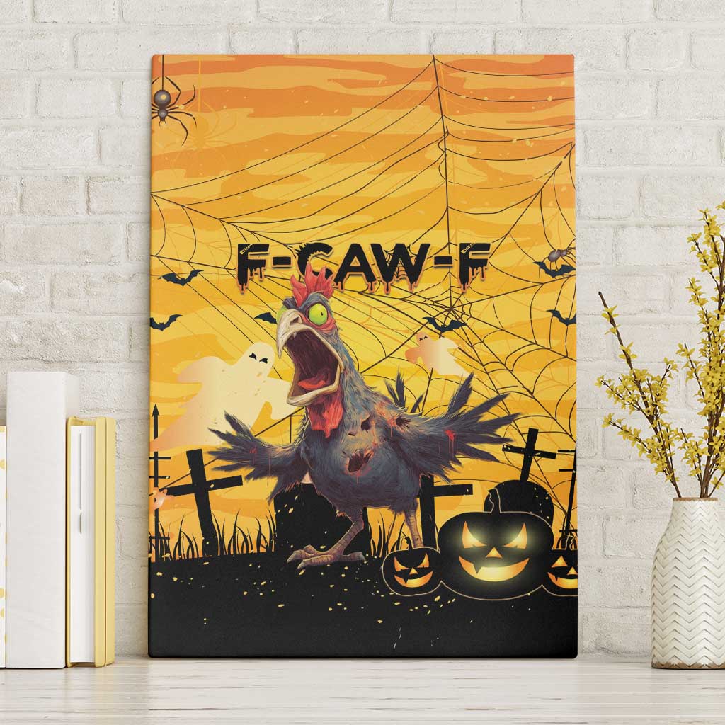 Funny Halloween Zombie Chicken Canvas Wall Art F’Caw Scary Poultry - Wonder Print Shop
