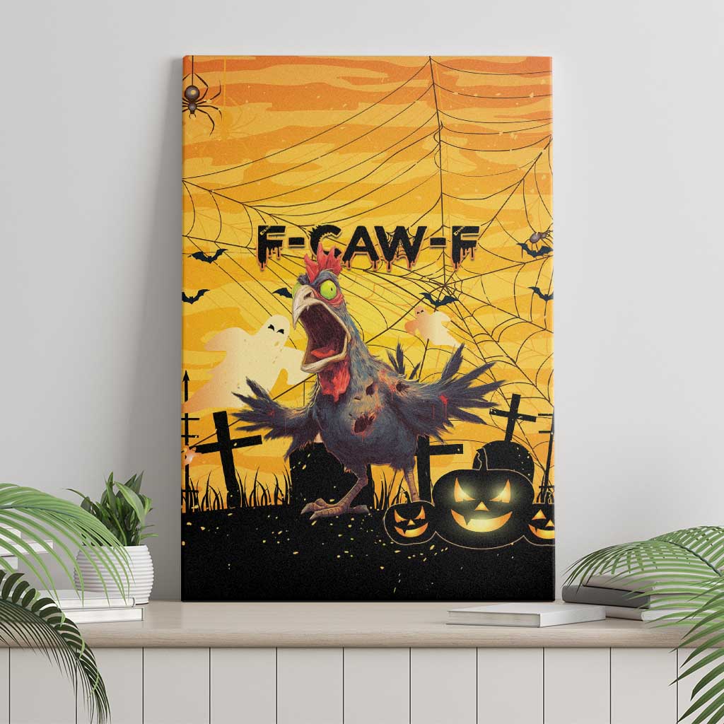 Funny Halloween Zombie Chicken Canvas Wall Art F’Caw Scary Poultry - Wonder Print Shop