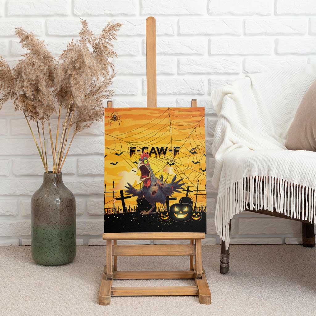 Funny Halloween Zombie Chicken Canvas Wall Art F’Caw Scary Poultry - Wonder Print Shop