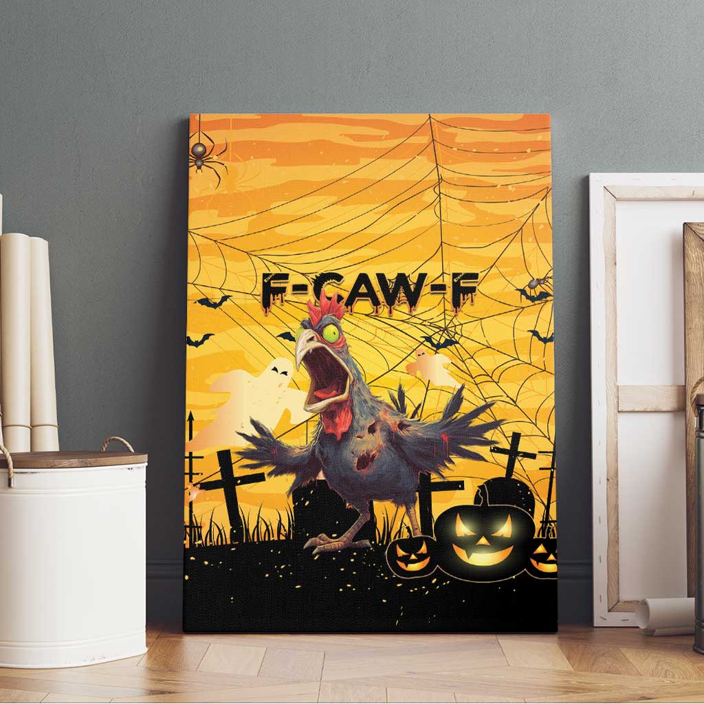 Funny Halloween Zombie Chicken Canvas Wall Art F’Caw Scary Poultry - Wonder Print Shop