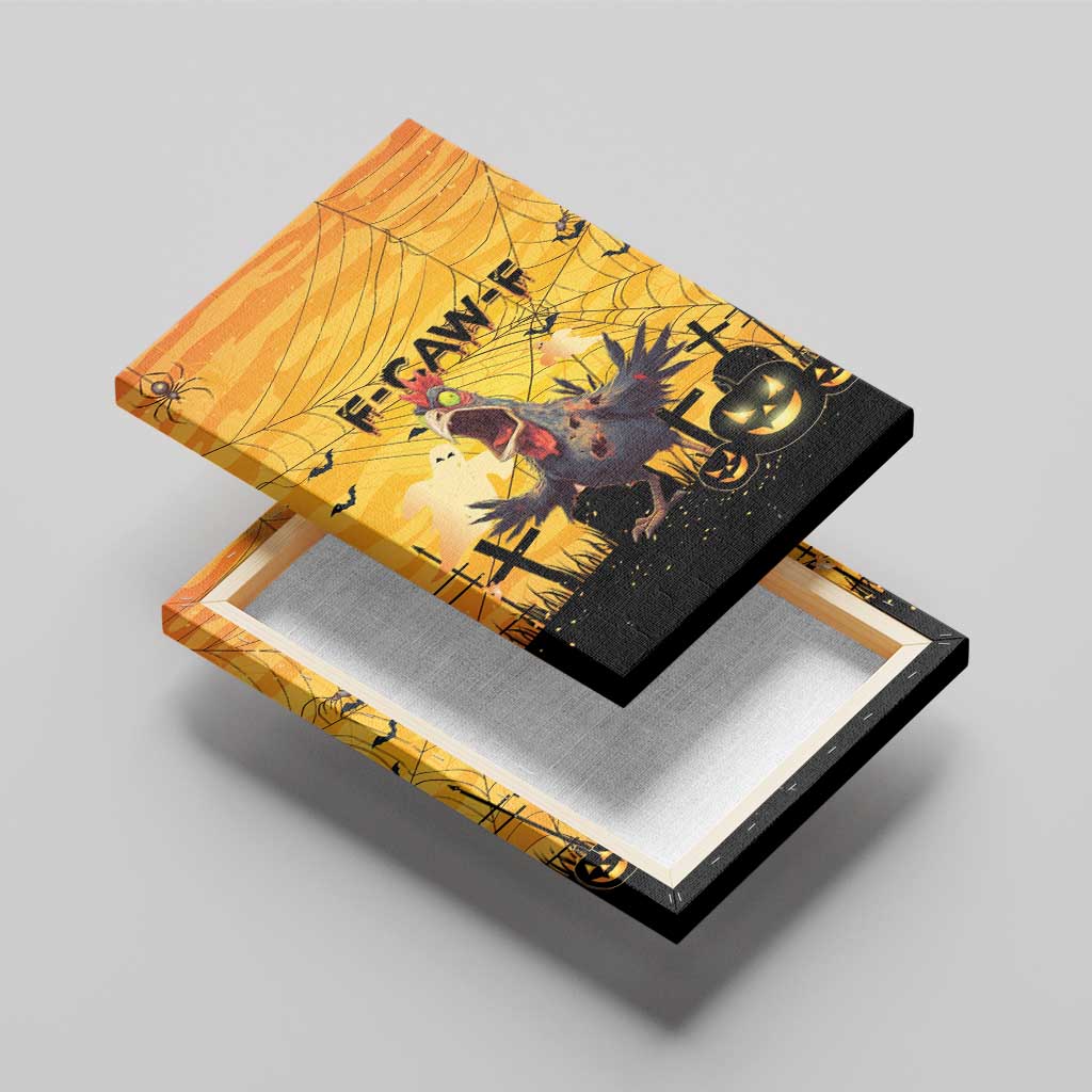 Funny Halloween Zombie Chicken Canvas Wall Art F’Caw Scary Poultry - Wonder Print Shop