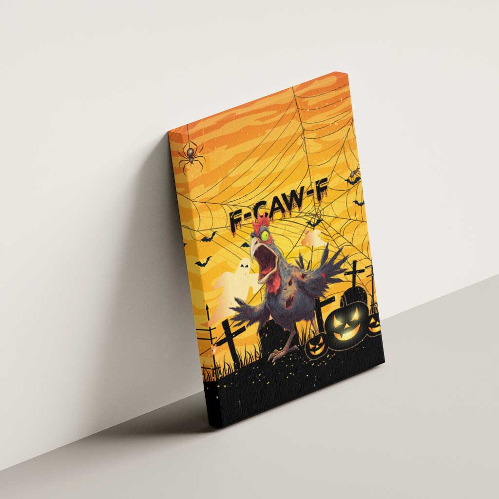 Funny Halloween Zombie Chicken Canvas Wall Art F’Caw Scary Poultry - Wonder Print Shop