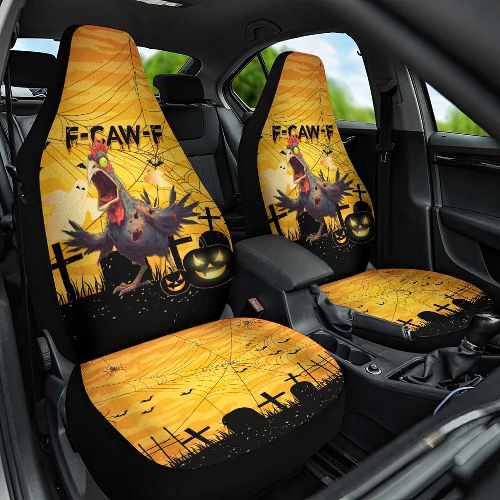 Funny Halloween Zombie Chicken Car Seat Cover F’Caw Scary Poultry - Wonder Print Shop