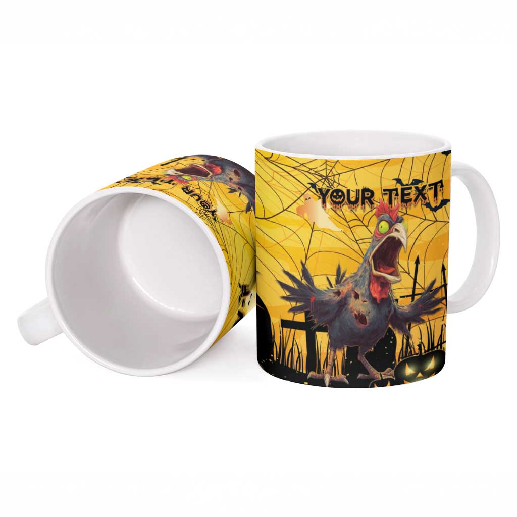 Personalized Funny Halloween Zombie Chicken Ceramic Mug F’Caw Scary Poultry - Wonder Print Shop