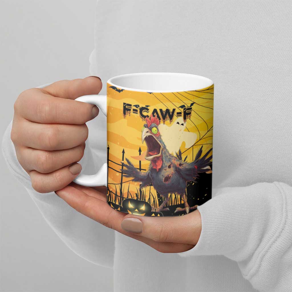 Personalized Funny Halloween Zombie Chicken Ceramic Mug F’Caw Scary Poultry - Wonder Print Shop