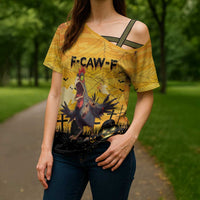 Personalized Funny Halloween Zombie Chicken Cross Shoulder Shirt F’Caw Scary Poultry - Wonder Print Shop