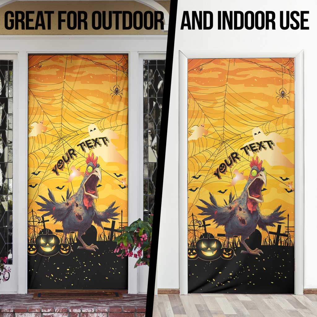 Personalized Funny Halloween Zombie Chicken Door Cover F’Caw Scary Poultry - Wonder Print Shop