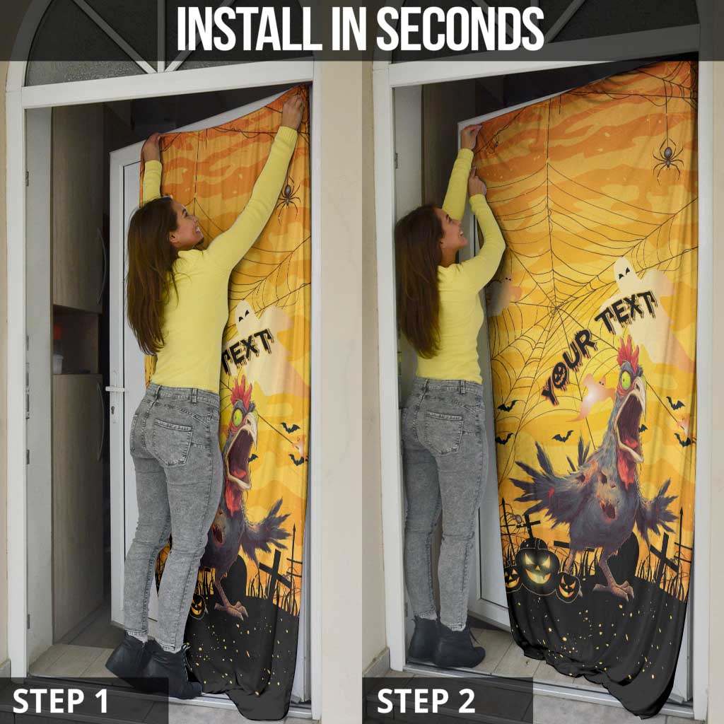 Personalized Funny Halloween Zombie Chicken Door Cover F’Caw Scary Poultry - Wonder Print Shop