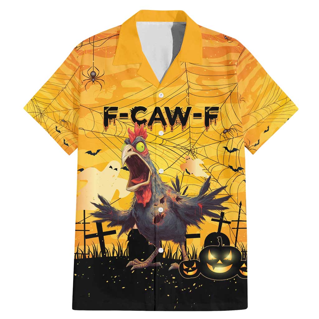 Personalized Funny Halloween Zombie Chicken Family Matching Mermaid Dress and Hawaiian Shirt F’Caw Scary Poultry - Wonder Print Shop