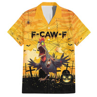 Personalized Funny Halloween Zombie Chicken Family Matching Off Shoulder Short Dress and Hawaiian Shirt F’Caw Scary Poultry - Wonder Print Shop