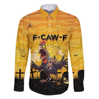 Personalized Funny Halloween Zombie Chicken Family Matching Off Shoulder Short Dress and Hawaiian Shirt F’Caw Scary Poultry - Wonder Print Shop