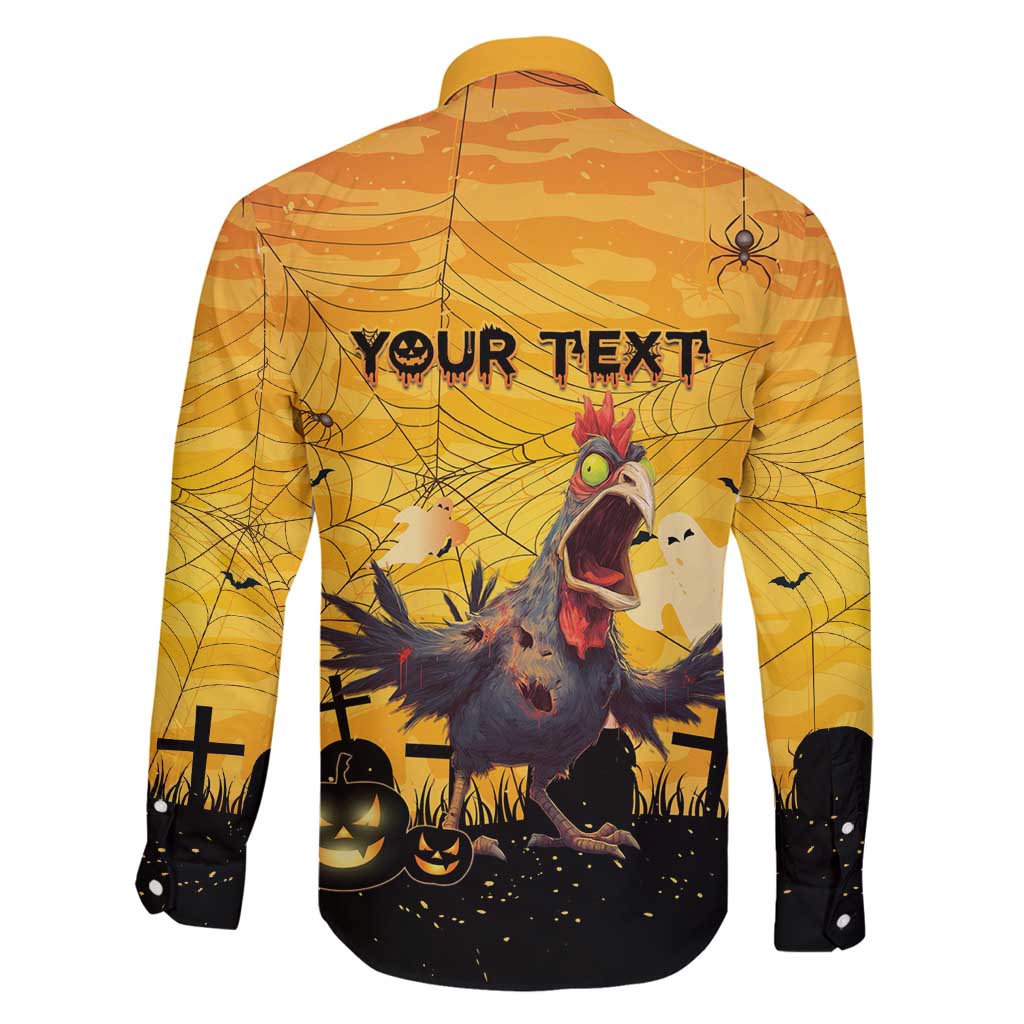 Personalized Funny Halloween Zombie Chicken Family Matching Off Shoulder Short Dress and Hawaiian Shirt F’Caw Scary Poultry - Wonder Print Shop