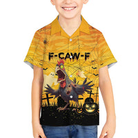Personalized Funny Halloween Zombie Chicken Family Matching Off Shoulder Short Dress and Hawaiian Shirt F’Caw Scary Poultry - Wonder Print Shop