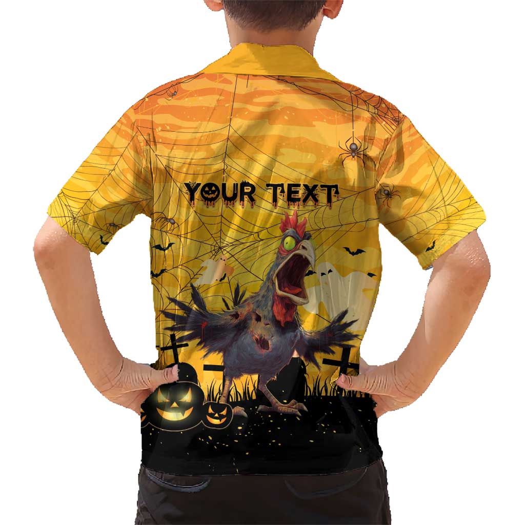 Personalized Funny Halloween Zombie Chicken Family Matching Short Sleeve Bodycon Dress and Hawaiian Shirt F’Caw Scary Poultry - Wonder Print Shop