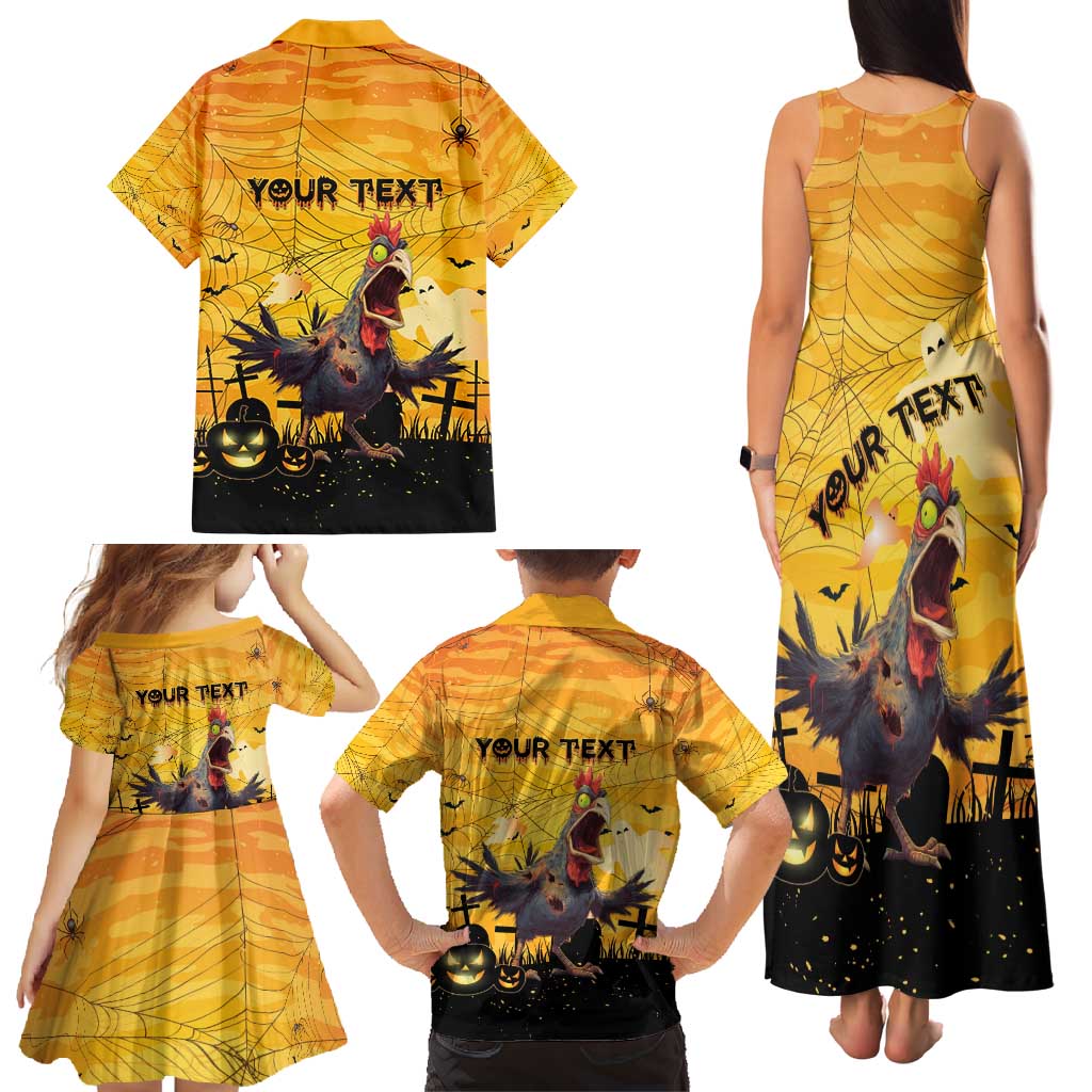Personalized Funny Halloween Zombie Chicken Family Matching Tank Maxi Dress and Hawaiian Shirt F’Caw Scary Poultry - Wonder Print Shop