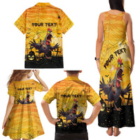 Personalized Funny Halloween Zombie Chicken Family Matching Tank Maxi Dress and Hawaiian Shirt F’Caw Scary Poultry - Wonder Print Shop