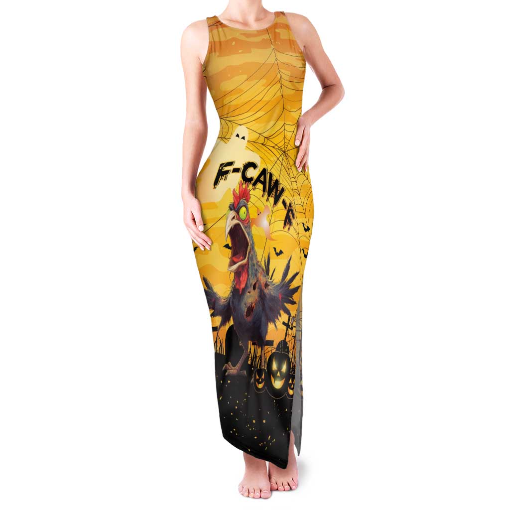 Personalized Funny Halloween Zombie Chicken Family Matching Tank Maxi Dress and Hawaiian Shirt F’Caw Scary Poultry - Wonder Print Shop