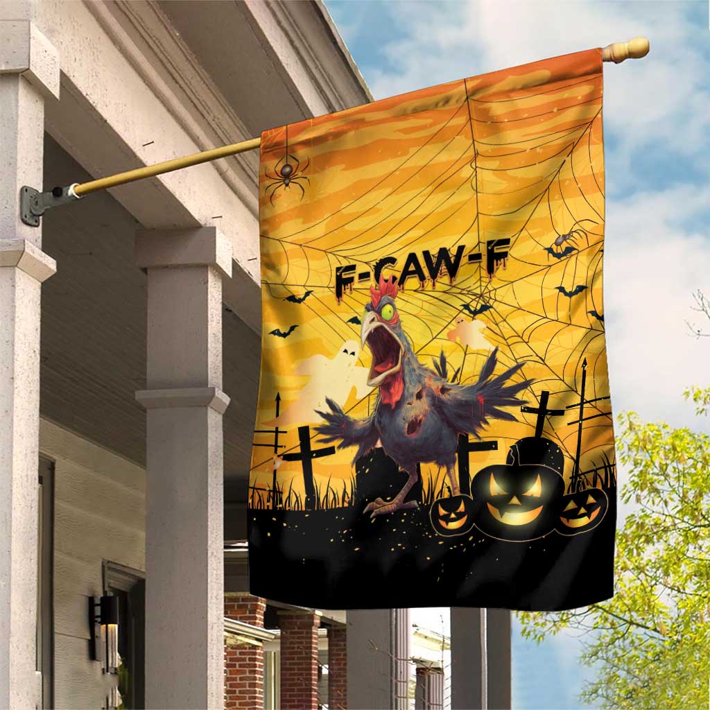 Funny Halloween Zombie Chicken Garden Flag F’Caw Scary Poultry - Wonder Print Shop