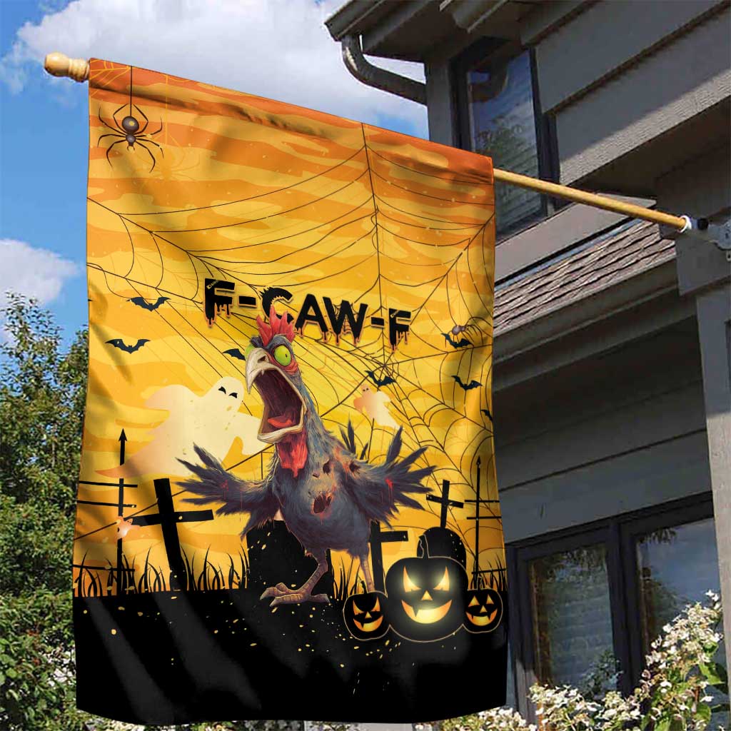 Funny Halloween Zombie Chicken Garden Flag F’Caw Scary Poultry - Wonder Print Shop