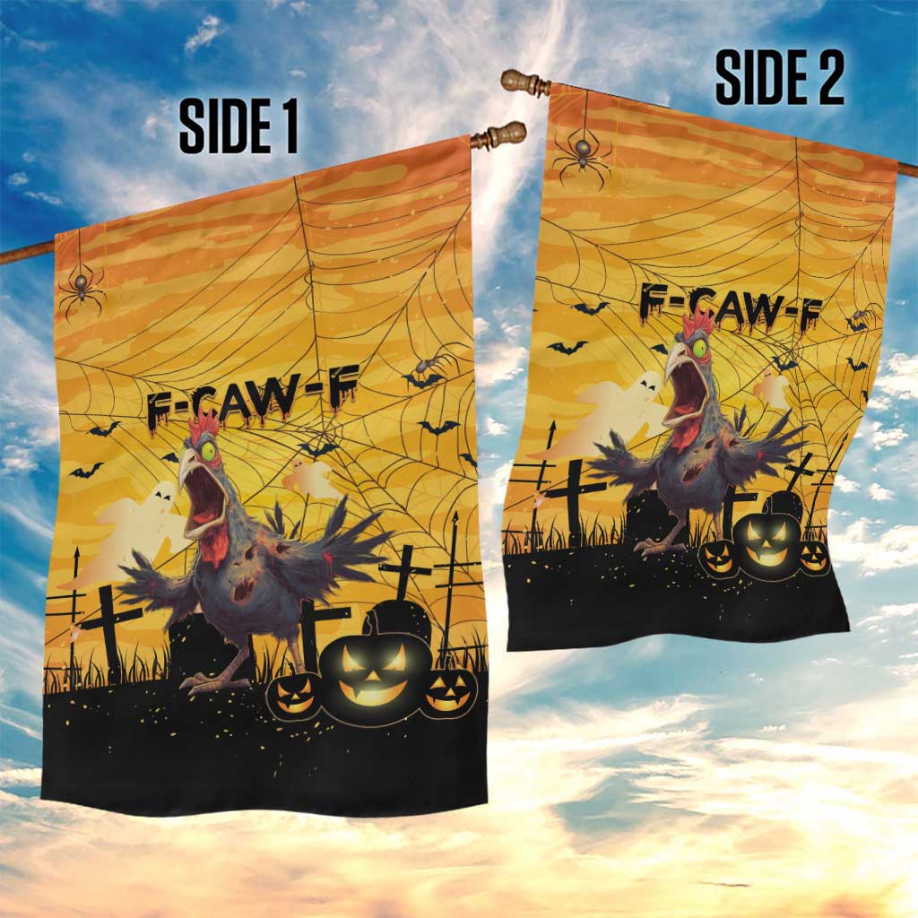 Funny Halloween Zombie Chicken Garden Flag F’Caw Scary Poultry - Wonder Print Shop