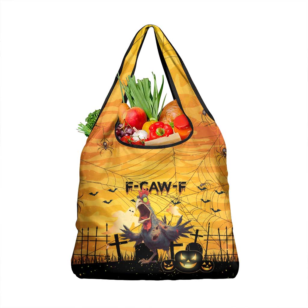 Funny Halloween Zombie Chicken Grocery Bag F’Caw Scary Poultry - Wonder Print Shop