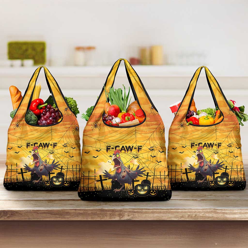 Funny Halloween Zombie Chicken Grocery Bag F’Caw Scary Poultry - Wonder Print Shop