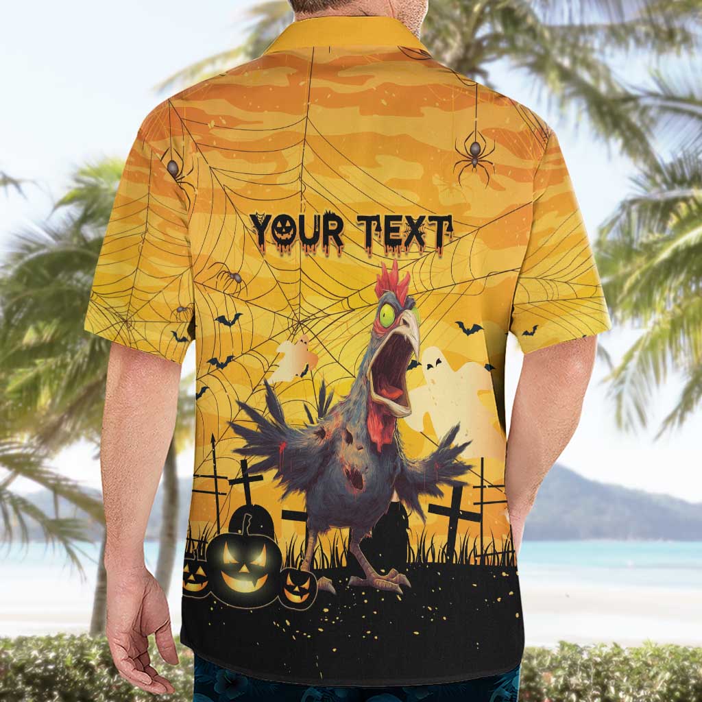 Personalized Funny Halloween Zombie Chicken Hawaiian Shirt F’Caw Scary Poultry - Wonder Print Shop