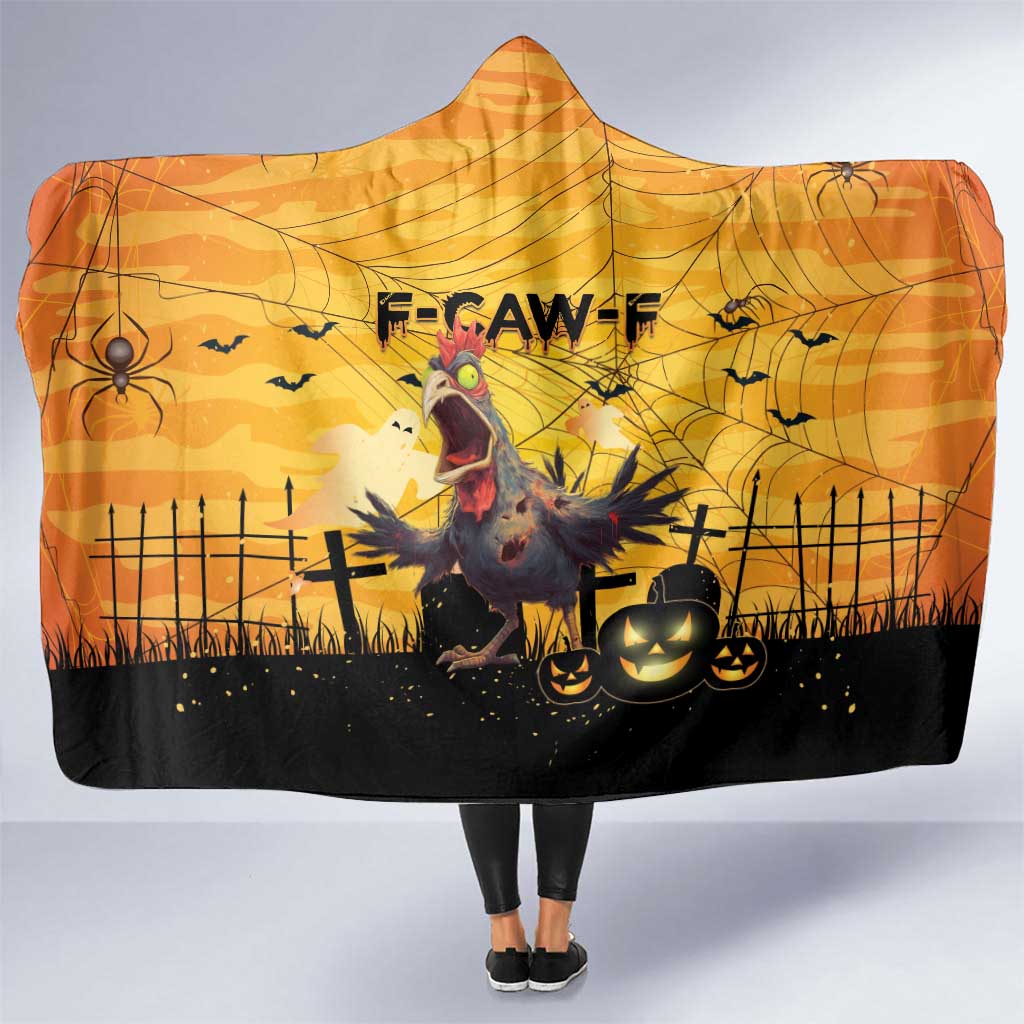 Funny Halloween Zombie Chicken Hooded Blanket F’Caw Scary Poultry - Wonder Print Shop