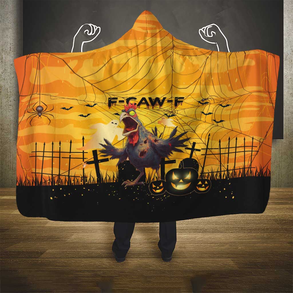 Funny Halloween Zombie Chicken Hooded Blanket F’Caw Scary Poultry - Wonder Print Shop