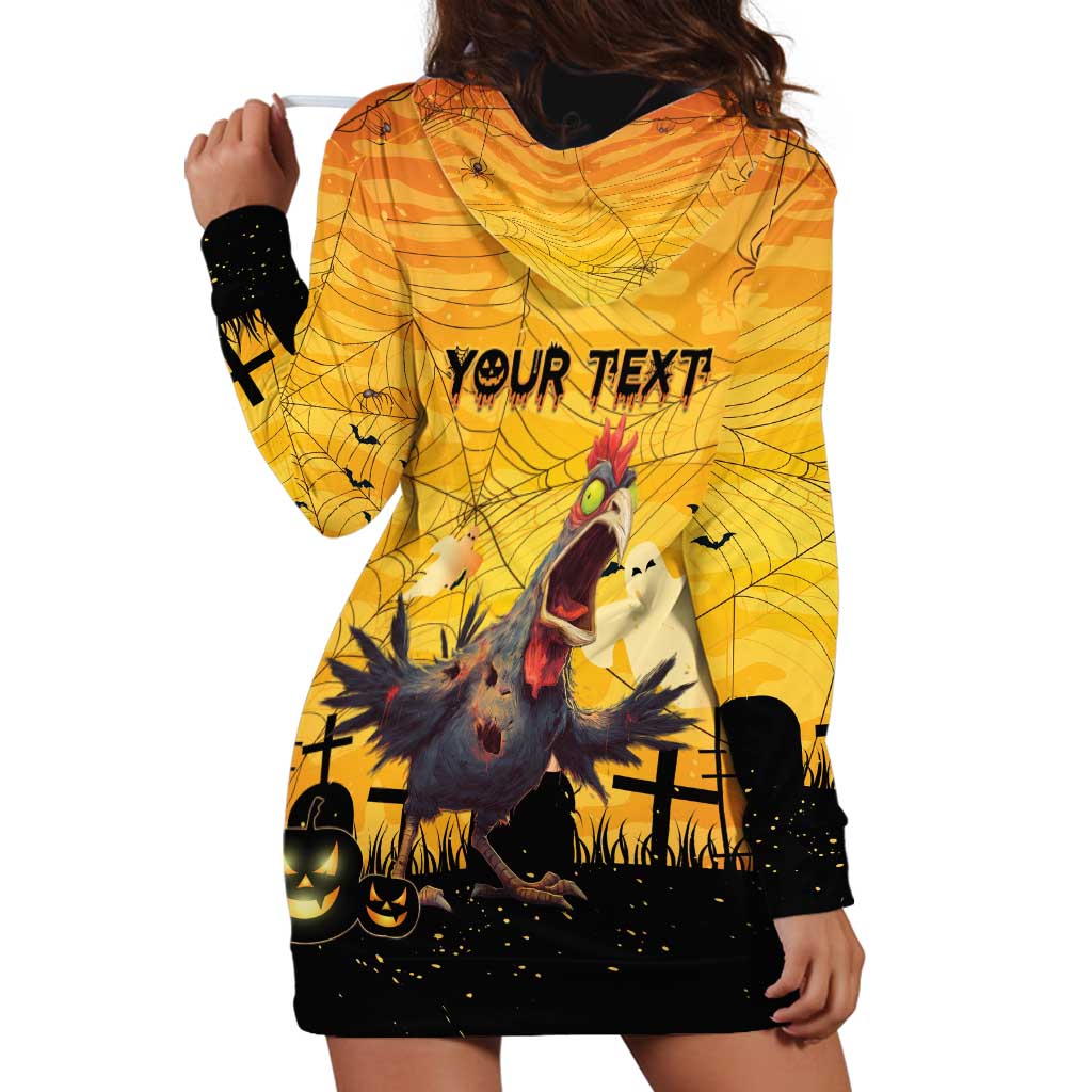 Personalized Funny Halloween Zombie Chicken Hoodie Dress F’Caw Scary Poultry - Wonder Print Shop