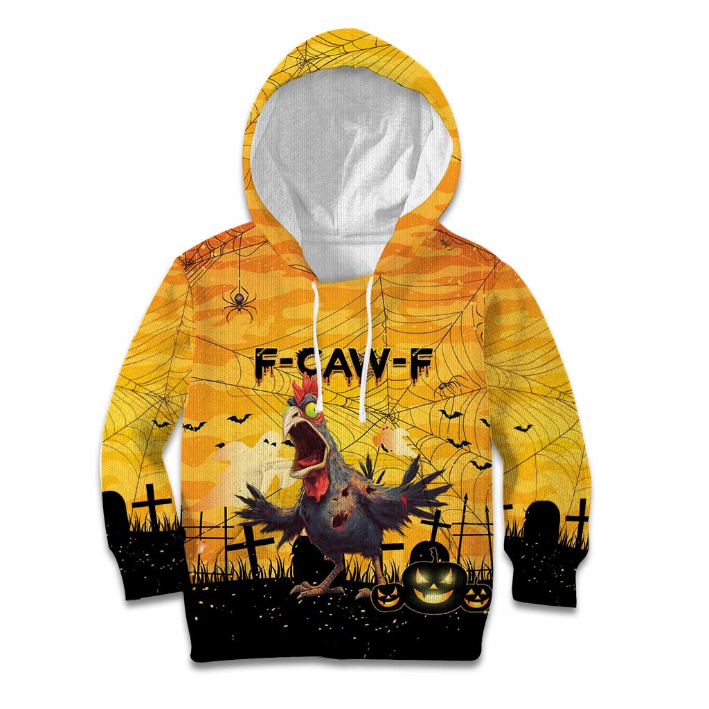 Personalized Funny Halloween Zombie Chicken Kid Hoodie F’Caw Scary Poultry - Wonder Print Shop