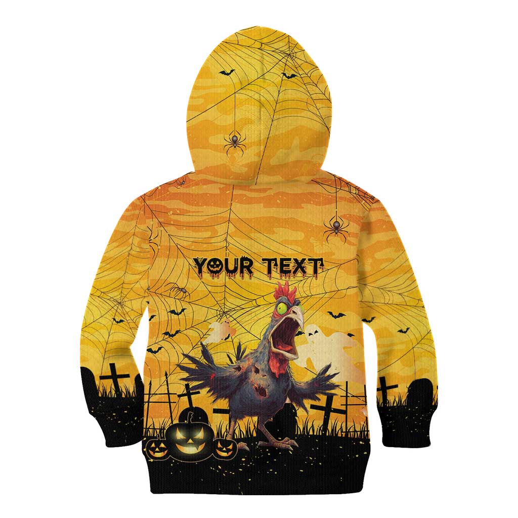 Personalized Funny Halloween Zombie Chicken Kid Hoodie F’Caw Scary Poultry - Wonder Print Shop