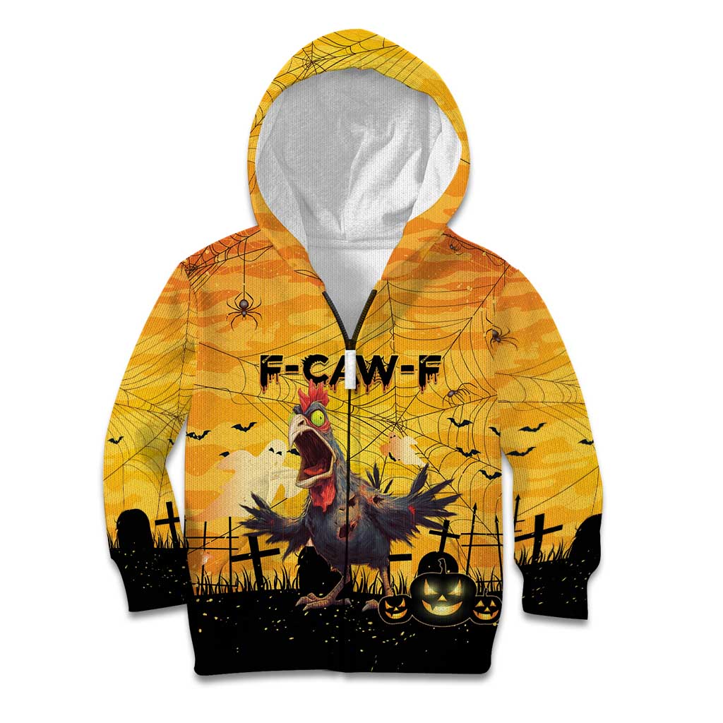 Personalized Funny Halloween Zombie Chicken Kid Hoodie F’Caw Scary Poultry - Wonder Print Shop