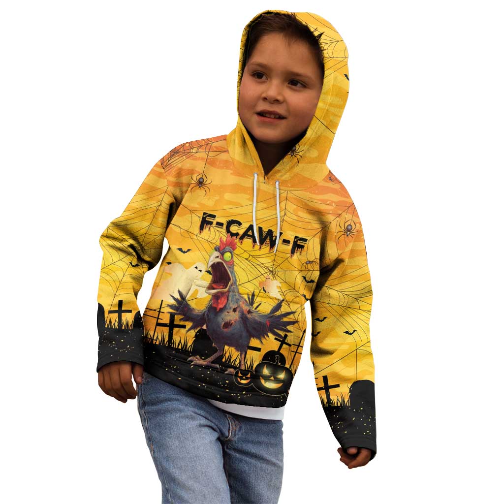 Personalized Funny Halloween Zombie Chicken Kid Hoodie F’Caw Scary Poultry - Wonder Print Shop