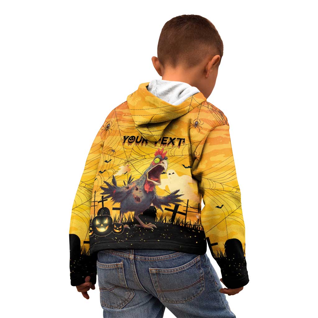 Personalized Funny Halloween Zombie Chicken Kid Hoodie F’Caw Scary Poultry - Wonder Print Shop