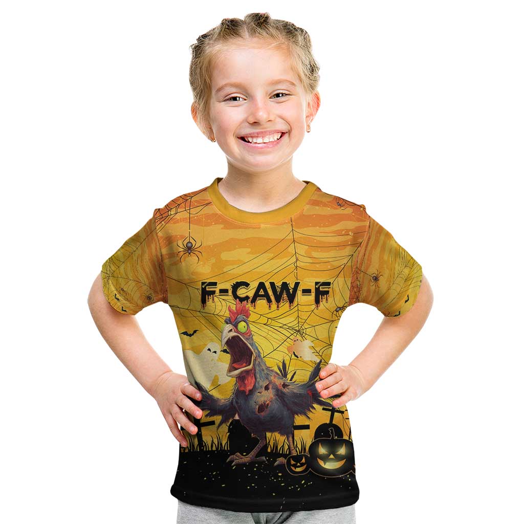 Personalized Funny Halloween Zombie Chicken Kid T Shirt F’Caw Scary Poultry - Wonder Print Shop