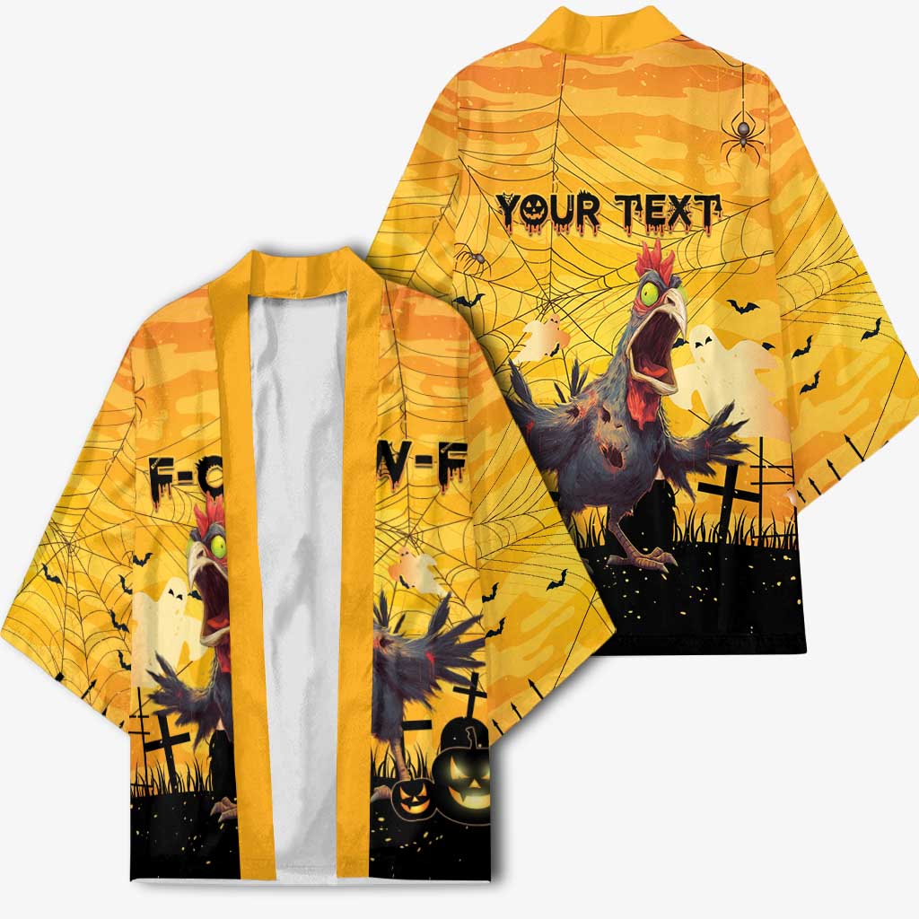 Personalized Funny Halloween Zombie Chicken Kimono F’Caw Scary Poultry - Wonder Print Shop