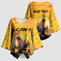 Personalized Funny Halloween Zombie Chicken Kimono Sleeve Blouse F’Caw Scary Poultry - Wonder Print Shop